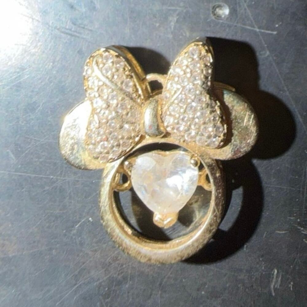 Disney Minnie Mouse Bowtiful Gold Necklace Charm Pendant Crystal Silver Plated - Picture 12 of 12